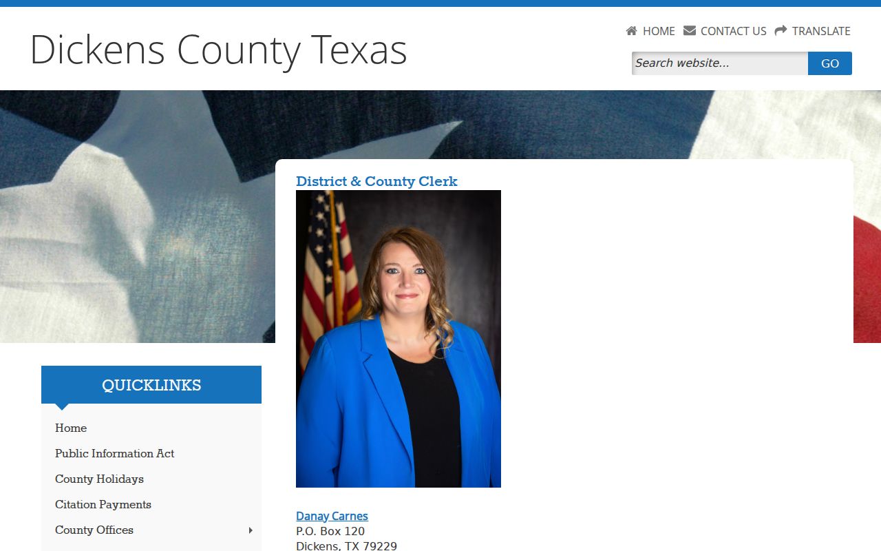 Dickens County warrant records office contact for the combined clerk office