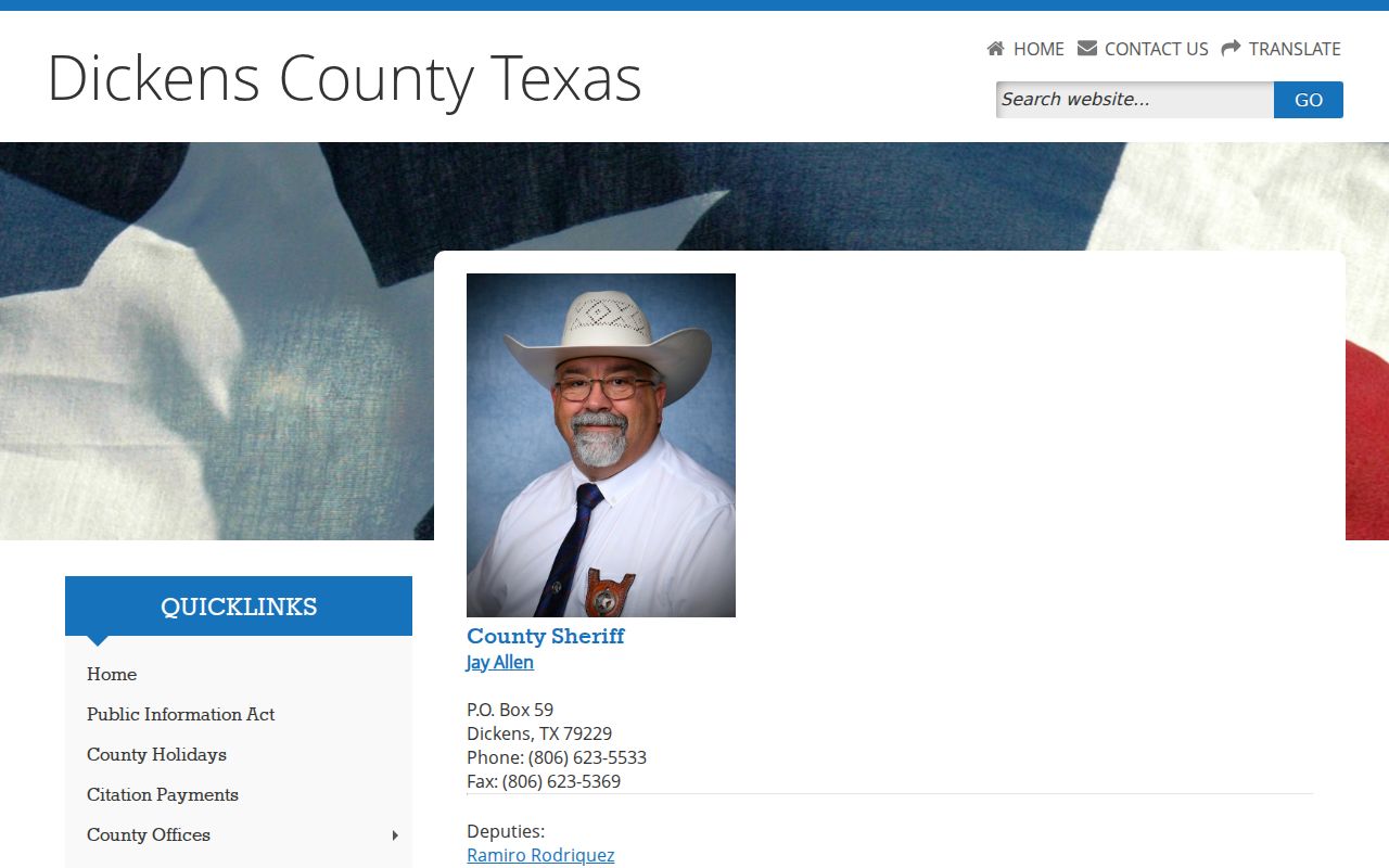 Dickens County warrant records research using the official sheriff contact page
